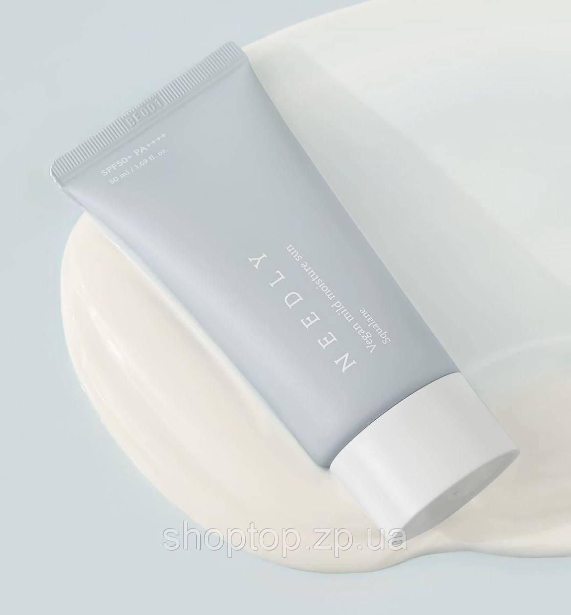 Зволожуючий сонцезахисний крем з рослинним скваланом Needly Vegan Mild Moisture Sun SPF 50+, фото 1