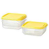 Контейнер пищевой, прозрачный, желтый, 3 шт., 0,6 л IKEA PRUTA 903.358.43