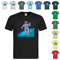 Черная мужская/унисекс футболка С принтом астронавт (22-1)