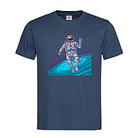 Темно-синяя мужская/унисекс футболка С принтом астронавт (22-1-темно-синій)