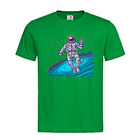 Зеленая мужская/унисекс футболка С принтом астронавт (22-1-зелений)