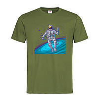 Армейская мужская/унисекс футболка С принтом астронавт (22-1-армійський)