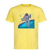 Желтая мужская/унисекс футболка С принтом астронавт (22-1-жовтий)