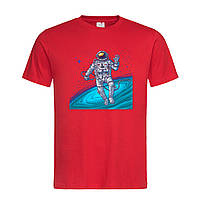 Красная мужская/унисекс футболка С принтом астронавт (22-1-червоний)