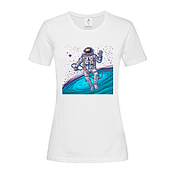 Белая женская футболка С принтом астронавт (22-1-білий)