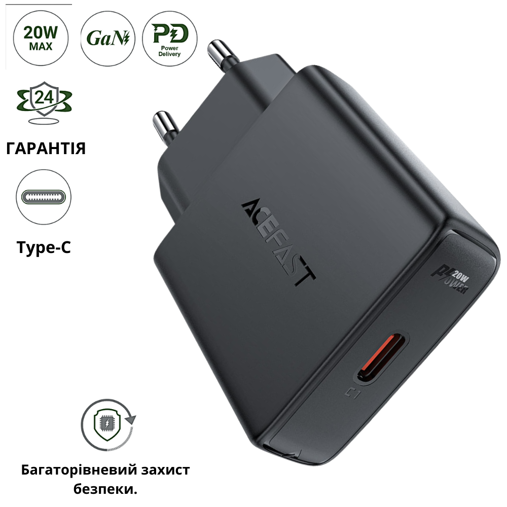 Мережевий зарядний пристрій для айфона 20 Вт pd20w 3A iPhone швидка зарядка Quick Charge 3.0 20W ACEFAST, фото 1