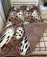 Теплое одеяло на меху зимнее евро, одеяло зимнее флисовое на меху 195х215 см