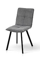 Мягкий современный серый обеденный кухонный стул со спинкой на черных металлических ножках для гостиной Тетрис