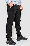 Спорт чоловічі штани на флісі однотонні, колір чорний, 190R236, фото 3
