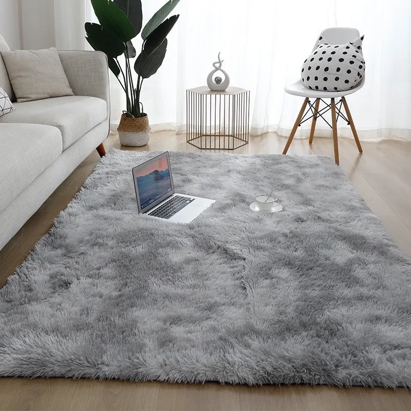 Хутряний килимок ворсистий сірий Травка 150х200 см, килимок приліжковий ворсистий