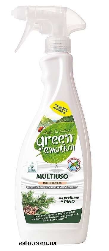 Гіпоалергенний засіб для миття вікон, дзеркал, скла Green Emotion Vetri e Multiuso 750 мл