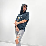 🔸 Жіноча базова футболка з написом, тай-дай, вільного крою, кулірка Туреччина, повсякденна | Норма та батал, фото 8