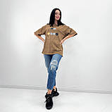 🔸 Жіноча базова футболка з написом, тай-дай, вільного крою, кулірка Туреччина, повсякденна | Норма та батал, фото 5