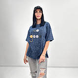 🔸 Жіноча базова футболка з написом, тай-дай, вільного крою, кулірка Туреччина, повсякденна | Норма та батал, фото 7