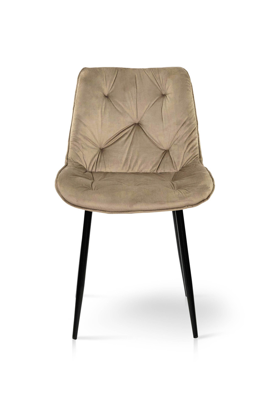 Стілець обідній велюр Мікс меблі Прадо ніжки чорні, велюр мокрий пісок, фото 1