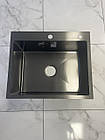 Кухонна мийка з краном (з підключенням до фільтра) та кошиком Kroner PVD Schwarze 6050 прямокутна, фото 9