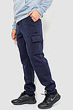 Спорт штани чоловічі карго на флісі, колір темно-синій, 241R0651, фото 3