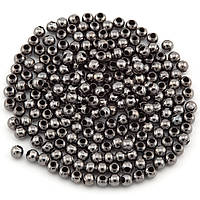 Бусины металлические круглые, размер 3,2мм Ø 1,4мм, +-500шт., цвет Черный никель