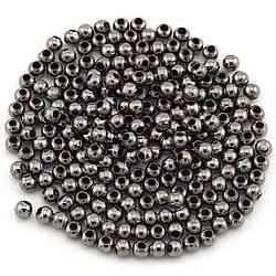 Намистини металеві круглі, розмір 3,2мм Ø 1,4мм, +-500шт., колір Чорний нікель