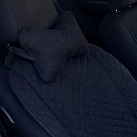 Автомобільна подушка на підголівник з алькантари (Еко-замша) Подушка в салон автомобіля Чорна 1 шт (526-1-P