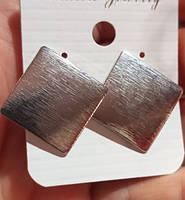 Клипсы (без прокола) серьги сережки металл пр-во Корея серебристый ромб квадрат