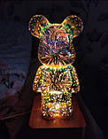 Світильник ведмедик нічник феєрверки. 3д маус на 8 кольорів, фото 6