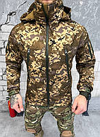 Тактическая демисезонная куртка pixel soft shell,военная водоотталкивающая армейская куртка на флисе зсу