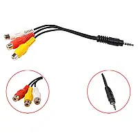 Аудио-видео кабель Jack 3.5 (4-pin) 3 RCA (мама) тюльпан. 30 см