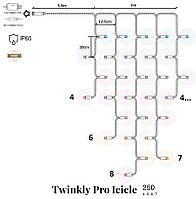 Twinkly Pro Smart LED Гирлянда Twinkly Pro Icicle AWW 250, AWG22, IP65, прозрачный Povna-torba это Удобно