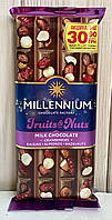 Шоколад молочный Millennium Fruits & Nuts миндаль, лесной орех, клюква и изюм 90г.