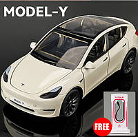 Масштабна модель автомобіля 1:24 Tesla Model Y з фарами, що світяться, і звуковими ефектами мотора