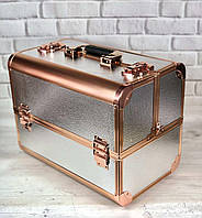 Бьюти-кейс: алюминиевый чемодан с ключом для мастеров (серебро)