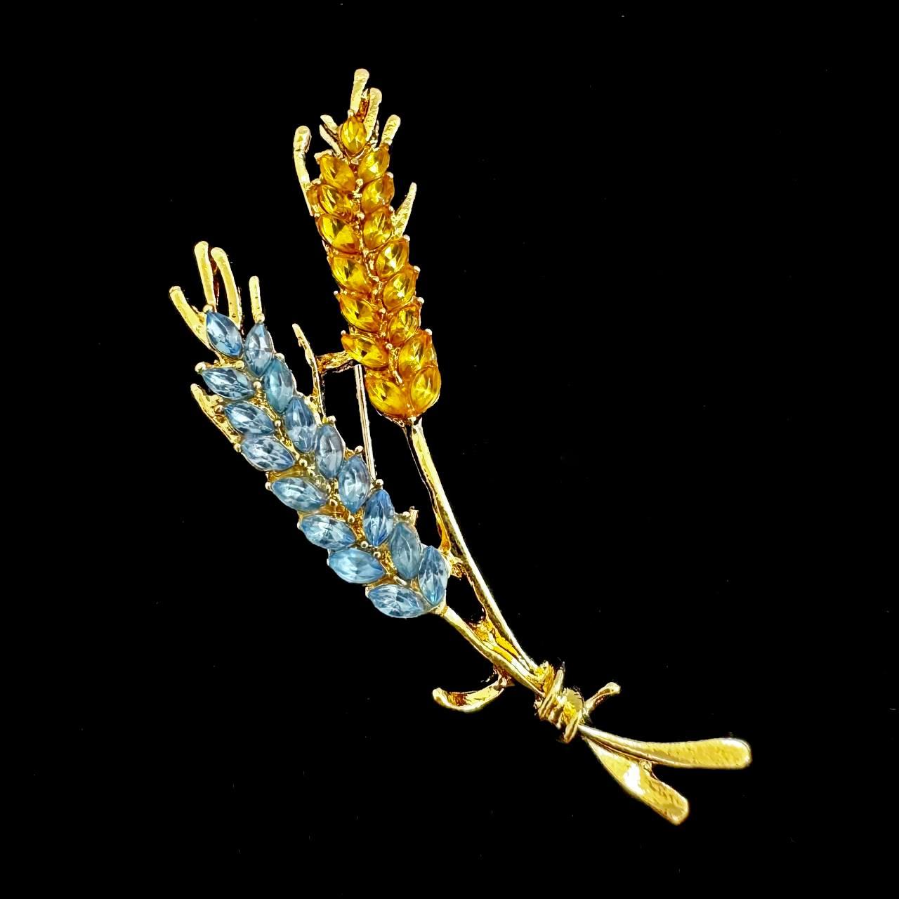 Брошка  "Колосок жовто-блакитний"  міні (~6cm)