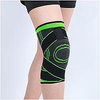 Эластичный компрессионный бандаж Knee Support WN-26, зеленый наколенник, фиксирующий суглоб. Для спорта, йоги