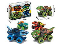 Игровой набор машинок Динозавры (4 машинки в наборе, инерционные колёса) 3316