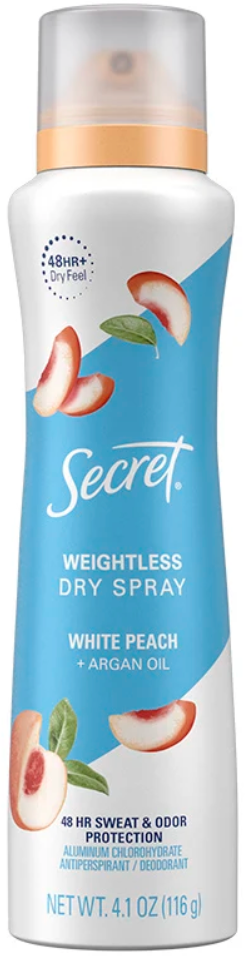 Дезодорант спрей Персик і Арганова олія Secret Antiperspirant Deodorant Dry Spray White Peach and Argan Oil