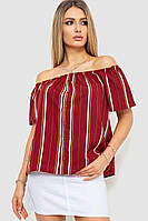 Блуза в полоску, цвет бордовый, размер L, 244R088-1
