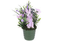 Пасхальная композиция Кролик в цветах, 25 см