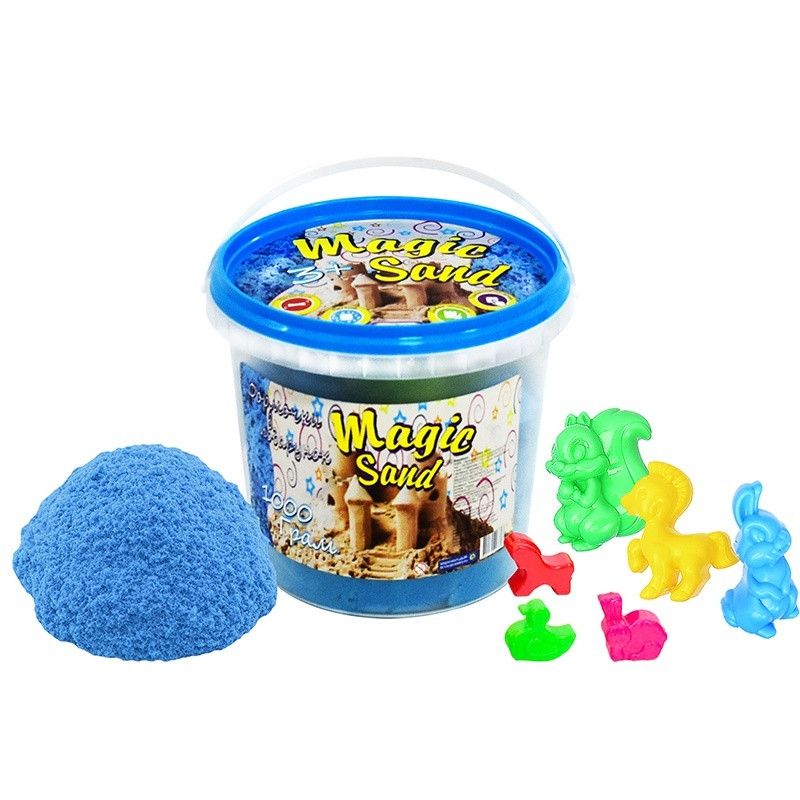 Magic sand блакитного кольору у відрі 1 кг - фото 1 - id-p2144129716
