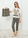 Жіноча піжама з принтом Leopard Maus, Домашній бамбуковий костюм, Бамбуковий комплект домашній, фото 5