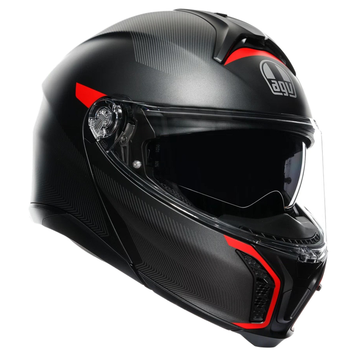 МОТОШОЛОМ МОДУЛЯР AGV TOURMODULAR - FREQUENCY MATT GUNMETAL/RED