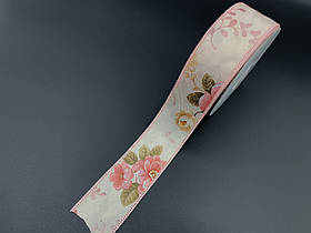 Стрічка декоративна тканинна для декупажу з малюнком Квіточки рожеві. 4 см. 20 м/рул.