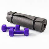 Килимок для йоги, фітнесу, спорту (йога мат, каремат) + гантелі для фітнесу 2шт по 1кг OSPORT Set 68 (n-0098) Сіро-фіолетовий, фото 2