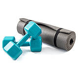 Килимок для йоги, фітнесу, спорту (йога мат, каремат) + гантелі для фітнесу 2шт по 3кг OSPORT Set 70 (n-0100) Сіро-бірюзовий, фото 2