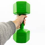 Килимок для йоги, фітнесу, спорту (йога мат, каремат) + гантелі для фітнесу 2шт по 4кг OSPORT Set 66 (n-0096) Чорно-салатовий, фото 5