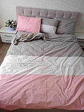 Євро комплект постільної білизни 240х220 см , Бязь GOLD Real home рожевий