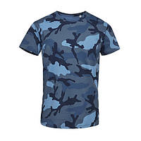 Футболка мужская Sol's Camo men 100% хлопок, цвет синий камуфляж, с нанесением логотипа