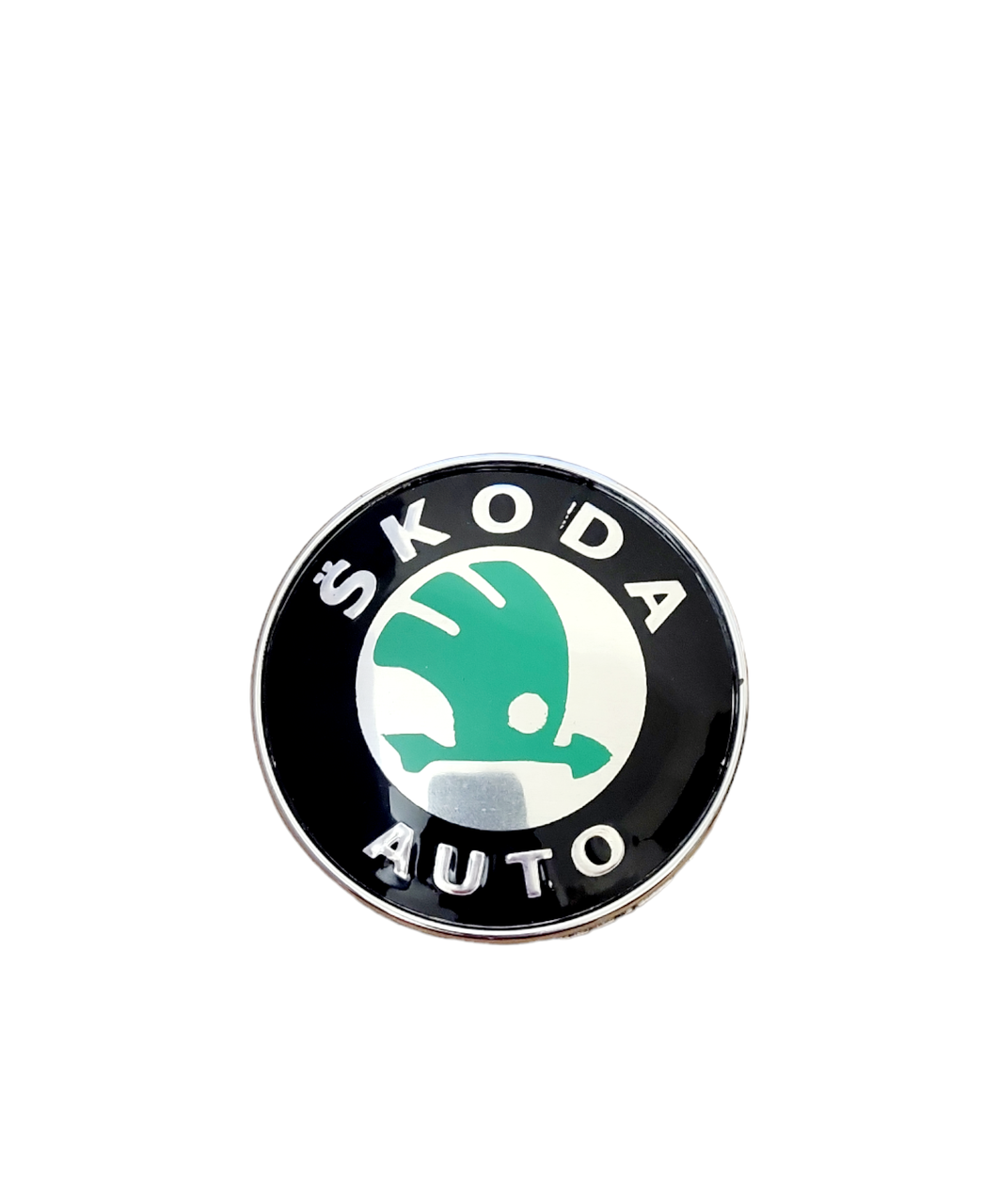 Емблема значок на капот, багажник Skoda Шкода зелена 80 мм на 2 кріпленнях! УЦІНКА!