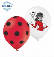 Латексный шарик BELBAL 12"(30 см) "Леди Баг", горошек, микс