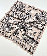 Изысканный шелковый платок Диор Dior с ручной подшивкой. Натуральный молодежный весенний платок Christian Dior Черно - Бежевый